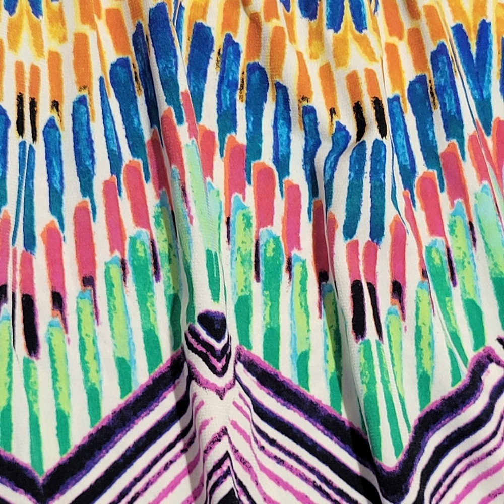 Emma & Michele Geometric Maxi Dress Sleeveless Tie Neck Multicolor Large 27459 - Picture 5 of 7